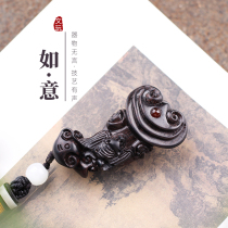 Ebony wood carving the best hand pieces luck ba wan jian ornaments men carry Ruyi pendant crafts