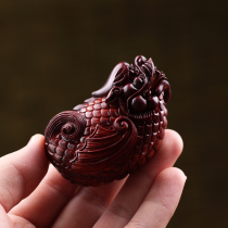 Fuyunchang India small leaf red sandalwood fish dragon hand piece twelve Zodiac dragon play piece hand wood carved ornaments