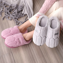 Autumn and winter cotton slippers women winter home cute plush couple indoor home bag heel cotton shoes mens winter