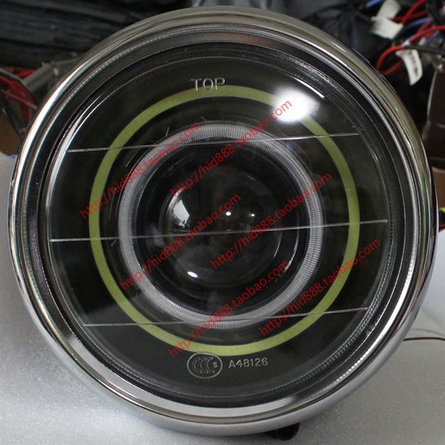 Xe máy Tianjian EN125 Round Light Double Light Lens Double Angel Eye Devil Eye Xenon Đèn pha hội Biển 5Q5 - Đèn HID xe máy đèn pha xe máy dream