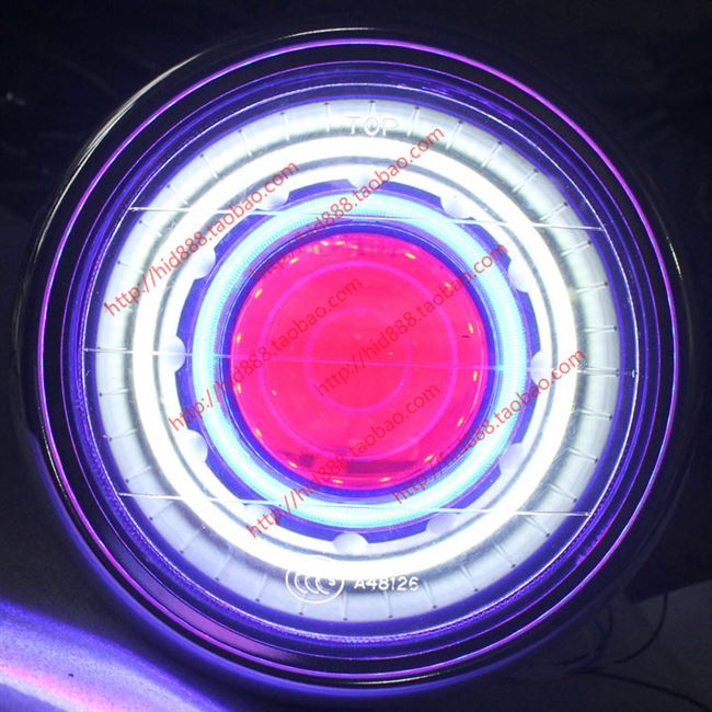 Xe máy Tianjian EN125 Round Light Double Light Lens Double Angel Eye Devil Eye Xenon Đèn pha hội Biển 5Q5 - Đèn HID xe máy đèn pha xe máy dream