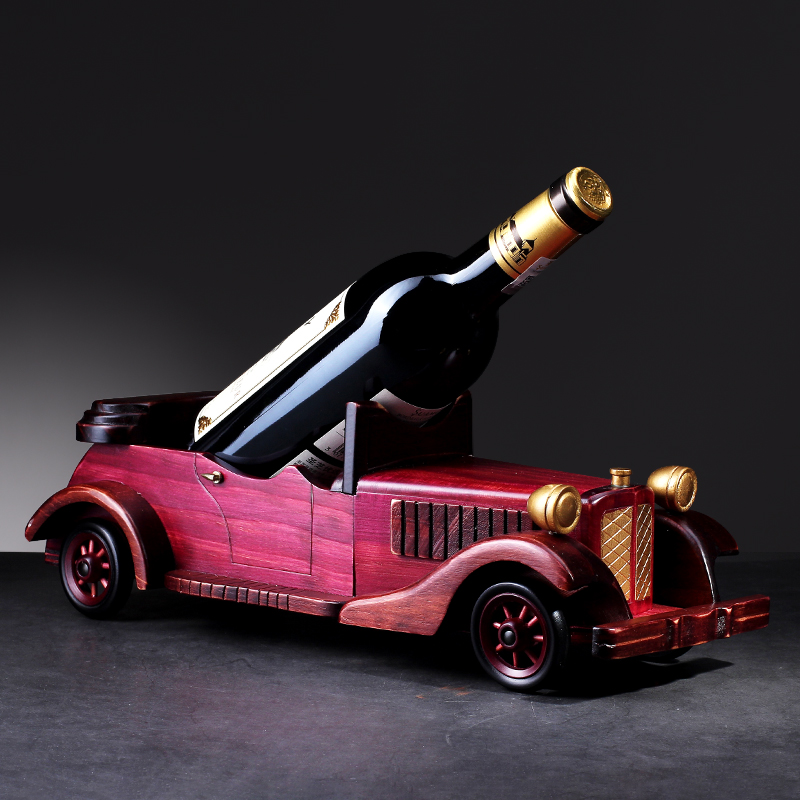 Carrey retro vintage car solid wood red wine rack swing piece wine rack wine rack home European-style creative wine cabinet-Taobao