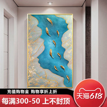 Money Jiuyu Tuxuan Guan Decoration Painting Vertical Version Hand-painted Oil Painting Light Luxurious Aisle Corridor Entrance Modern Solid Hanging Painting