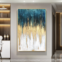Pure hand painted gold leaf color oil painting modern brief Xuan Guan aisle corridor decoration hanging painting light and luxurious abstract Oil painting vertical version