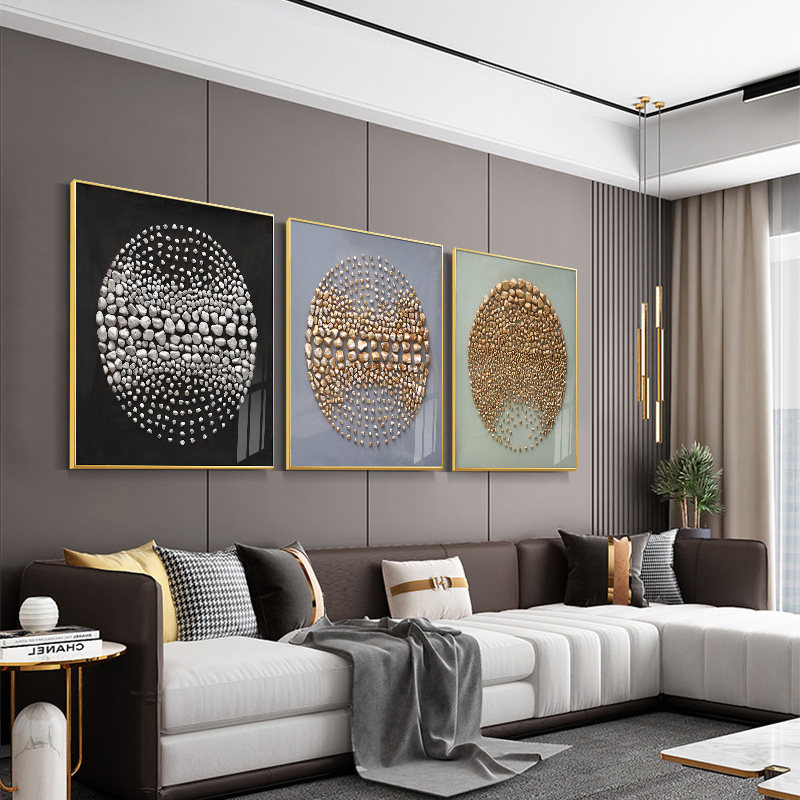 Stone to run living room decorative painting sofa background wall three-dimensional painting hanging painting light luxury porch new Chinese stone mural