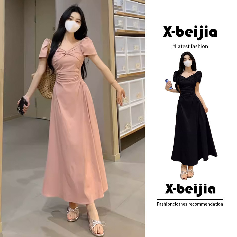 Summer Dress for Slightly Chubby Women, French Sweet and Spicy Style, Unique and Beautiful, Simple and Elegant, Covers the Belly and Makes You Look Slimmer, Hepburn Long Dress