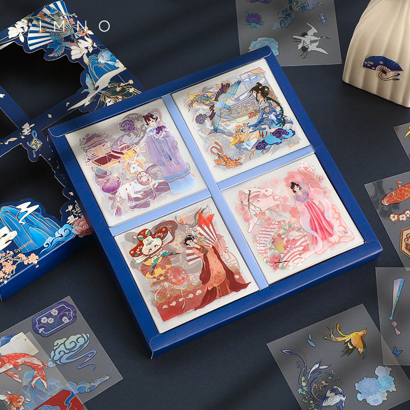 Core strangeness 100 sheets of handbills Stickers Suit Paleowind Waterproof Transparent Teenage Girl Hearts Cane Stickers China Wind Handbooks Ben Material Insinuka Water Cup Adhesive Decoration Small Pattern Girl Child Stickler