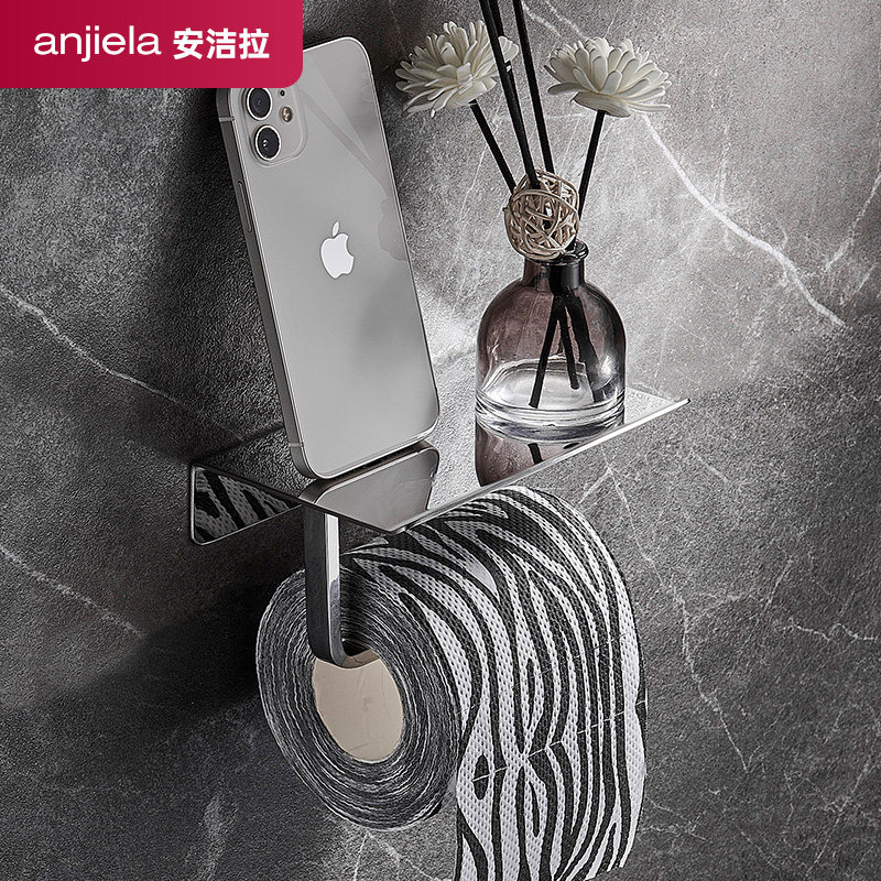 Punch-free 304 stainless steel drum toilet paper rack Makeup Room Paper Towel Box Toilet Let Go toilet paper Shelf Bathroom Tissue Rack