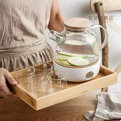 High borosilicate high temperature resistant glass flower grass tea set set Japanese bubble teapot cold kettle Filter Kettle tea set with tray