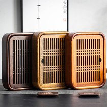 Huali tea tray solid wood household kung fu tea set tray ebony tea Sea Chicken Wings storage water type Wood tea table small holding water