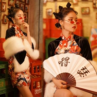 Ципао, накидка, очки