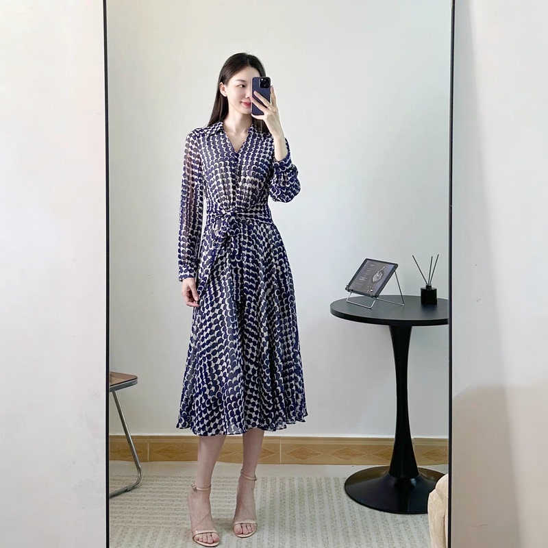 2026 New Style Shirt V-Neck Tie-Up Printed Dress Lyq0053