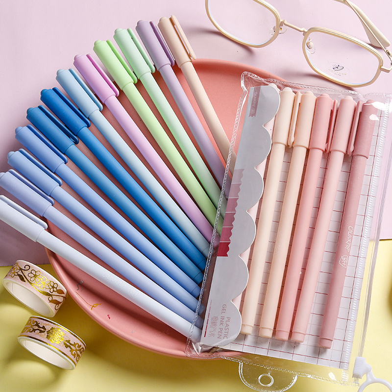 High face value Morandi Department of sexual pen brief Cap Sign Pen Black Pen students with girls 0 5mm 5mm full needle tube Good-looking Pens Cute Creative Ins Lukewarm Wind Round Pearl Water-based Pen