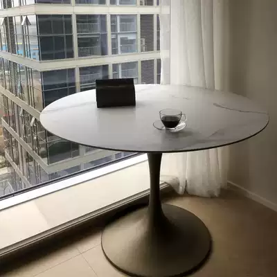Italian rock plate negotiation table round table modern simple round negotiation table exhibition hall reception round dining table and chair combination table
