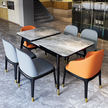 Rock board table simple modern light luxury ash wood function Italian rectangular stretch retractable folding table