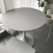 Simple pure white rock board dining table and chair combination coffee shop bar small round table negotiation table reception table and chair combination