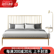 Light luxury stainless steel bed Nordic bed ins wind golden net red bed princess iron bed double bed 18 m double bed