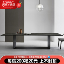 Italian minimalist luxury rock plate dining table rectangular household villa table and chair combination bright light luxury dining table conference table
