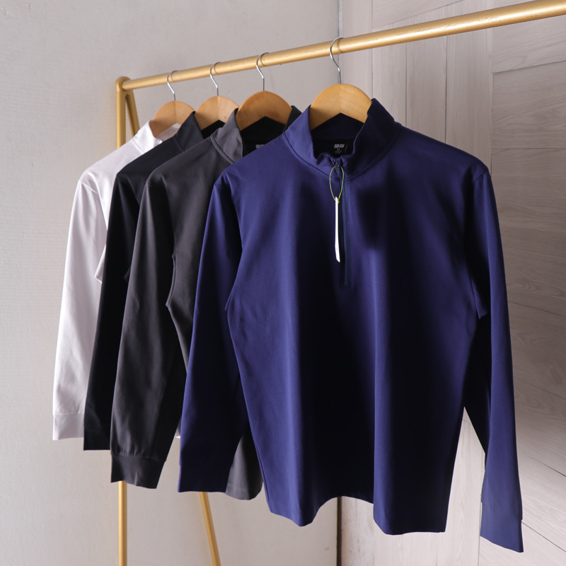 Japanese-Style Quick-Dry Long-Sleeve Half-Zip Base Layer Shirt, New Autumn Men's Outdoor Sports T-Shirt, Thin Running Training Shirt