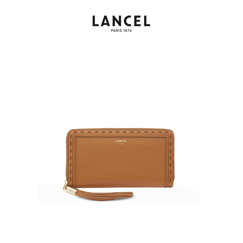 Lancel/Lanzi Long Wallet Card Holder Small Leather Goods Genuine Leather Pebbled Pattern