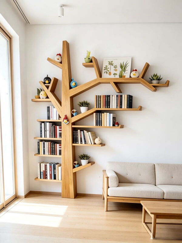 Solid Wood Tree-Shaped Bookshelf Decorative Storage Rack Children's Tree Branch Wall-Mounted Partition Creative Bookcase Floor-Standing Display Rack Solid Wood Tree-Shaped Bookshelf Decorative Storage Rack Children's Tree Branch Wall-Mounted Partition Creative Bookcase Floor-Standing Display Rack