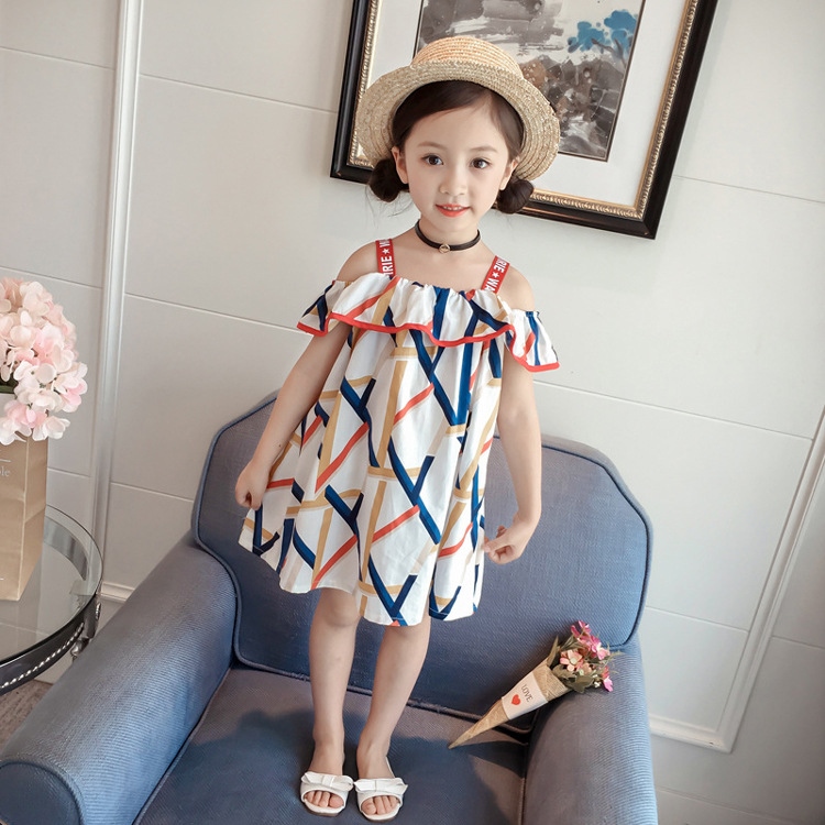 Mùa hè 2019 quần áo trẻ em gái mới phần mỏng họa tiết hình học quây cổ áo quây cổ 19528 - Khác quần áo trẻ em xuất khẩu