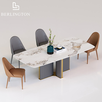 Italian light luxury rock plate dining table and chair combination Small apartment high-end rectangular designer modern simple household dining table