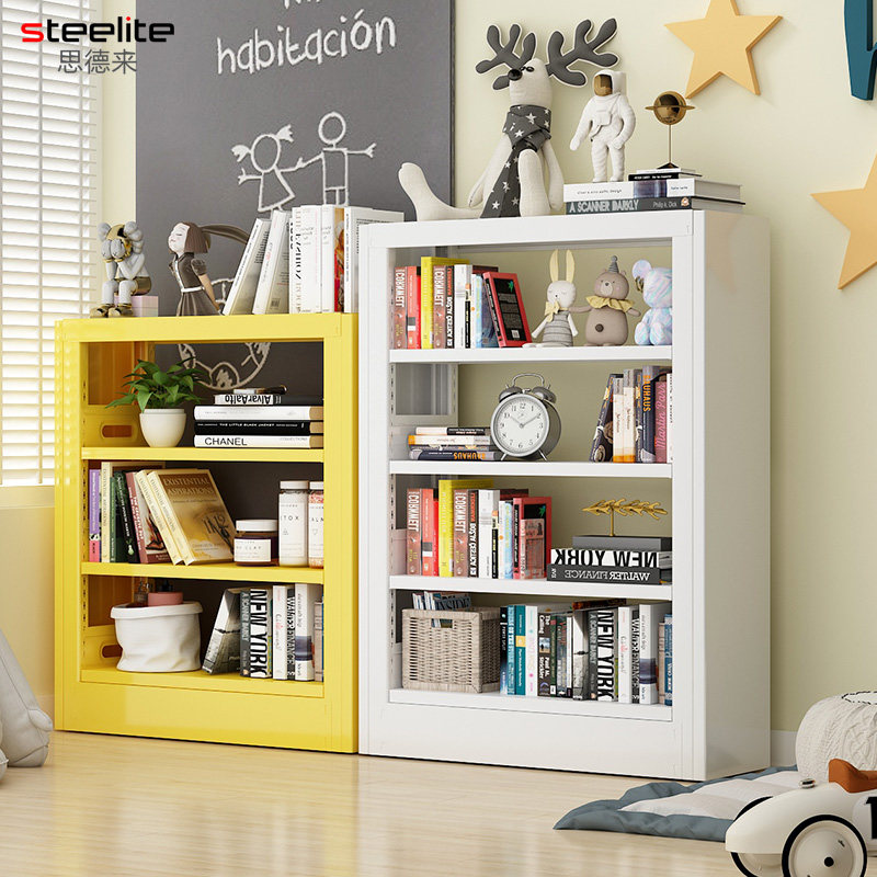 Steel Library Small bookshelves Colour Child painted shelves Multi-layer bifacial shelve Living room Display shelf