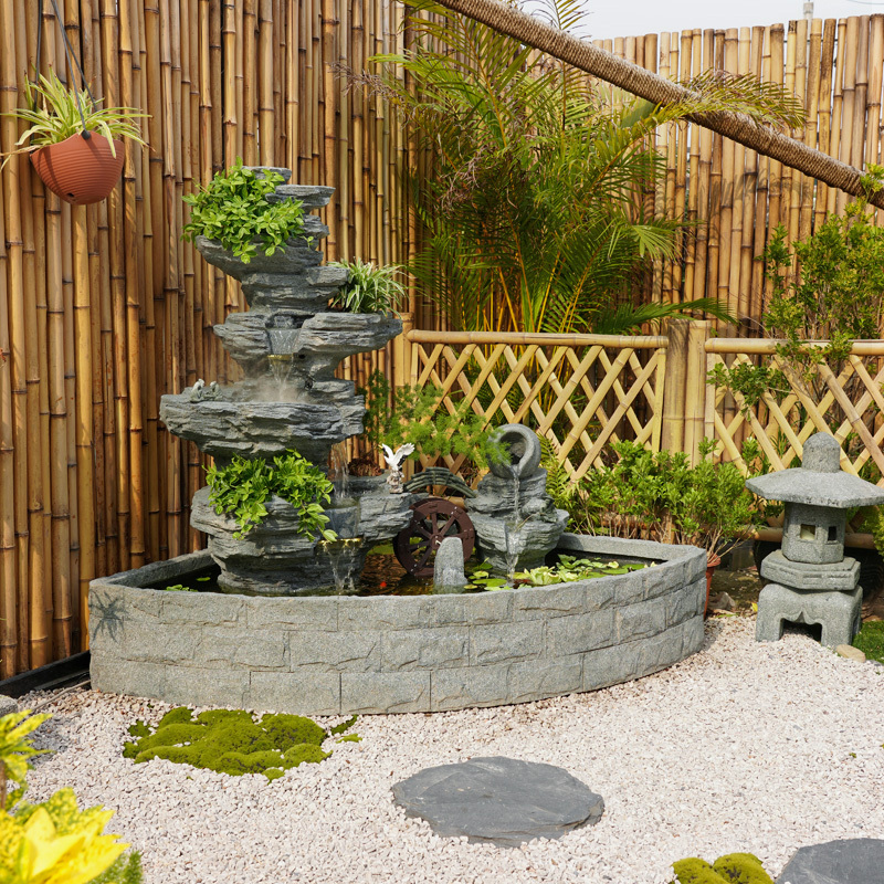 Outdoor Garden Courtyard Rockery Flowing Water Fountain Ornaments Circulating Water Landscape Office Balcony Fish Pond Landscaping