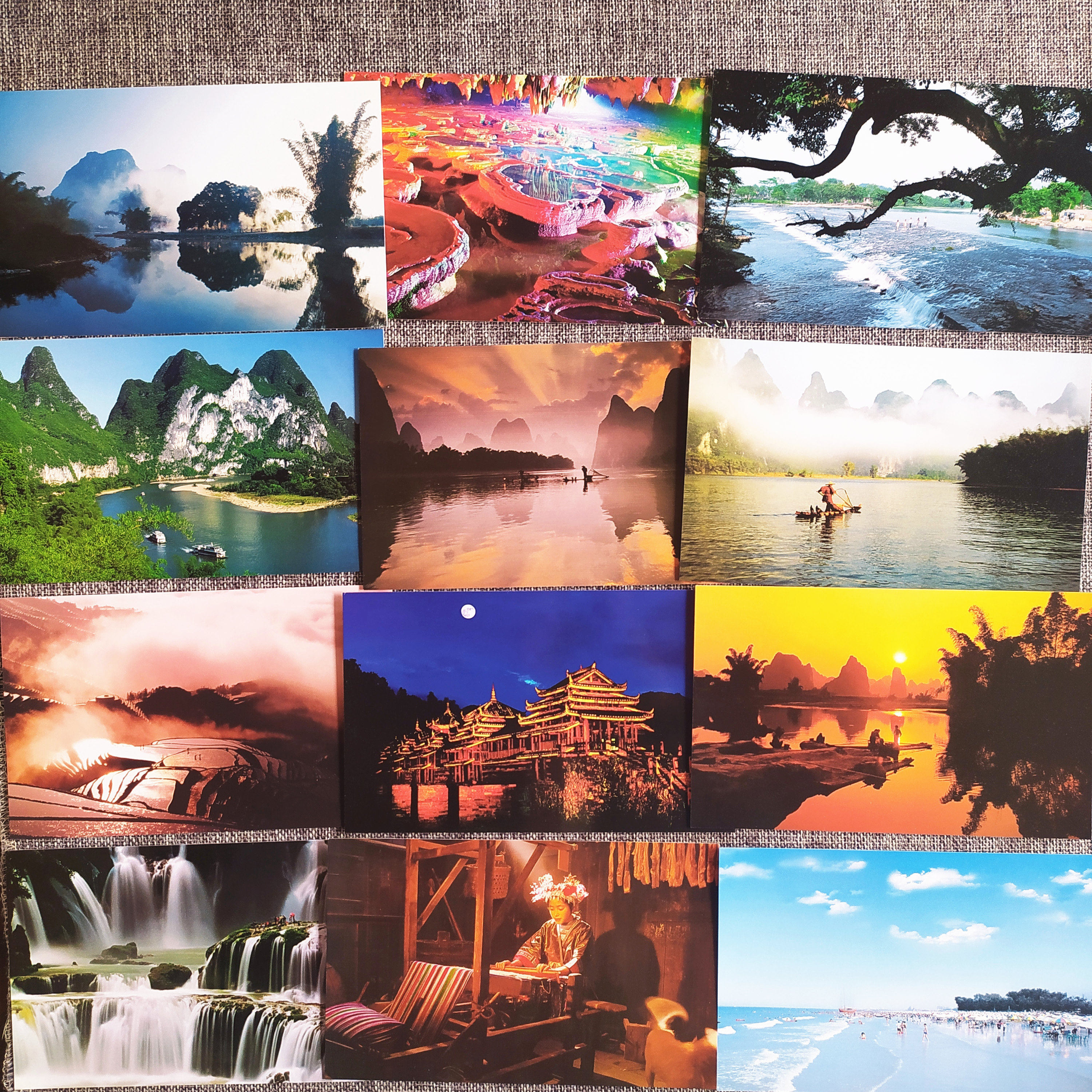 Magical and beautiful Guangxi photography postcards 12 colorful landscape tourism commemorative collection copy material