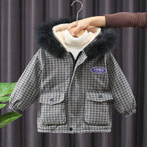 Boys winter clothes 2020 New Tide children plus velvet padded Puck baby foreign-style cotton coat autumn and winter