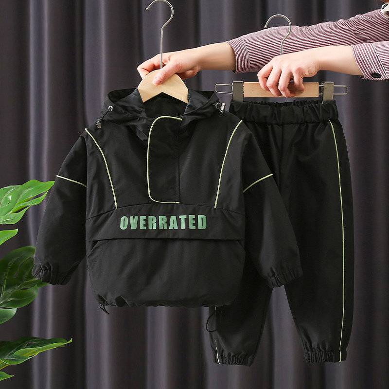 Boy Autumn Clothing Suit 2021 New Children Suit Nets Red Sports Two Suits Baby Spring Autumn Handsome Clothes Tide