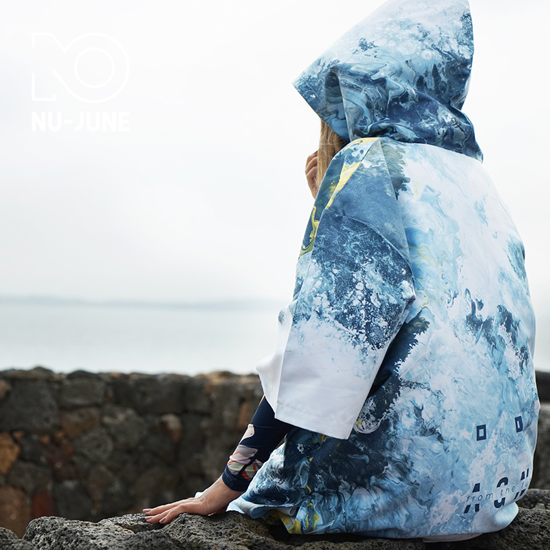 (Joint model) Nu-June X AGNT quick-drying beach towel swimming bathrobe cloak change cloak diving towel coat