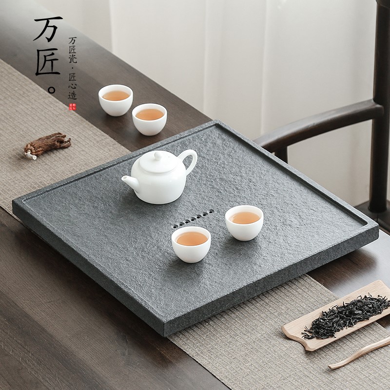 ten thousand artisan entire Ukim stone tea tray day style brief imitation ancient stone small tea table square home Two-three tea sea