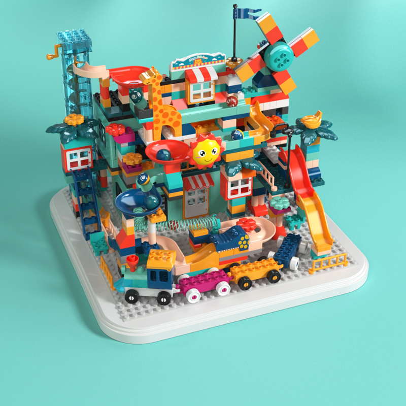 Feile large particle electric track slide children's building blocks 1 assembled puzzle 2 intellectual toys kindergarten 3-6 years old 5