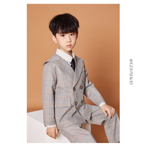 My little main child clothes boy suits suit 2020 spring and autumn new plaid Inlan two sets of big boy ocean wave