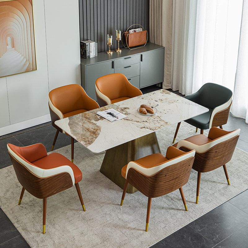 Dining table slate modern minimalist household light luxury dining table rectangular small apartment dining table long table dining chair combination