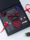 Eight-piece gift box tie men's pocket square tie collar clip cufflink set formal wedding groom wedding red