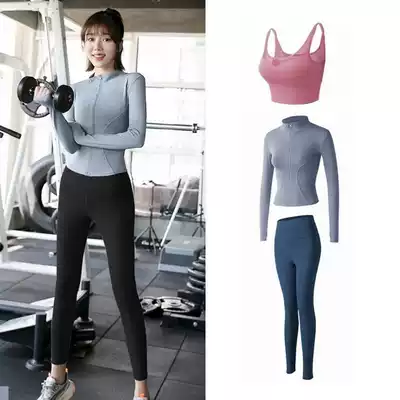 Sports coat autumn and winter women's tight yoga suit long sleeve top zipper cardigan running fitness jacket suit
