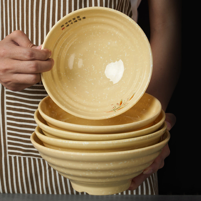 Top grid melamine tableware noodle bowl imitation porcelain resin ramen bowl plastic breakfast rice noodle bowl spicy hot noodle restaurant special bowl