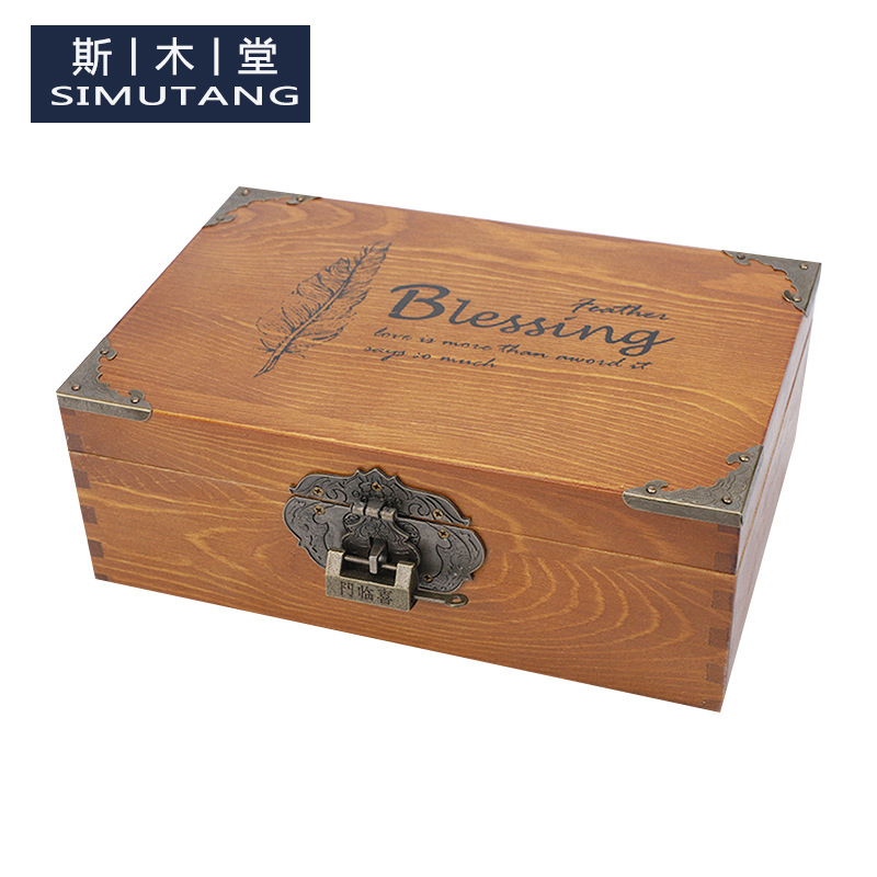 Wooden box custom tea packaging wooden box processing custom wooden gift box pine wood storage box wood products 2022