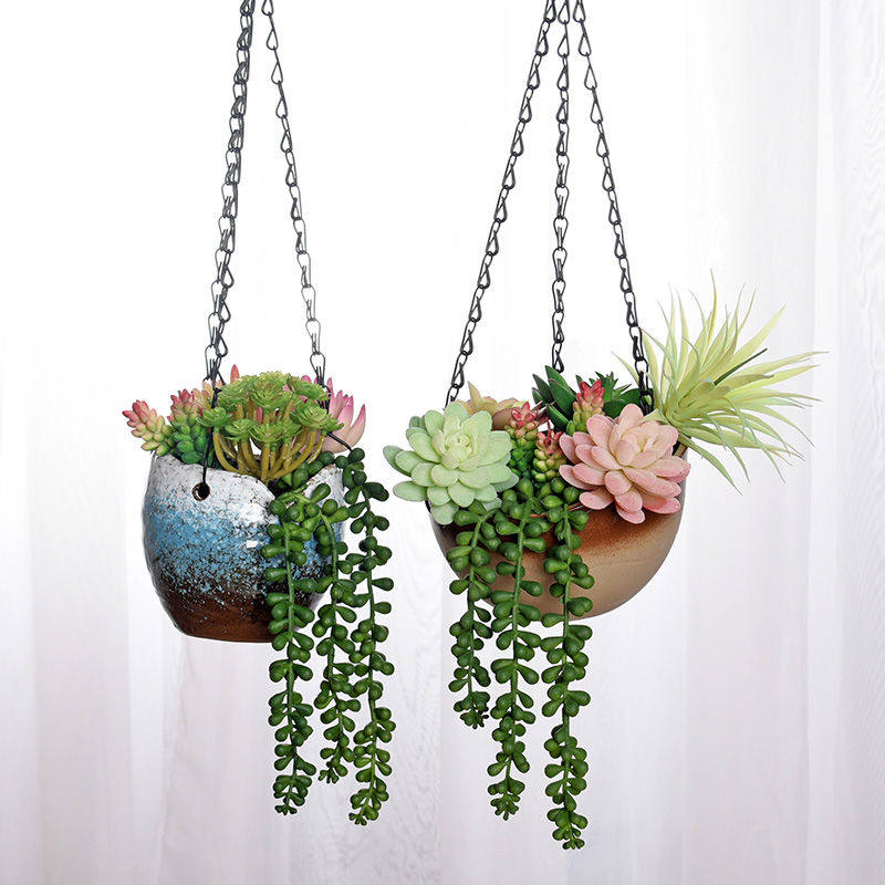 Succulent ceramic flower pot hanging hanging plant pot pastoral personality creative retro wall decoration hanging orchid pot