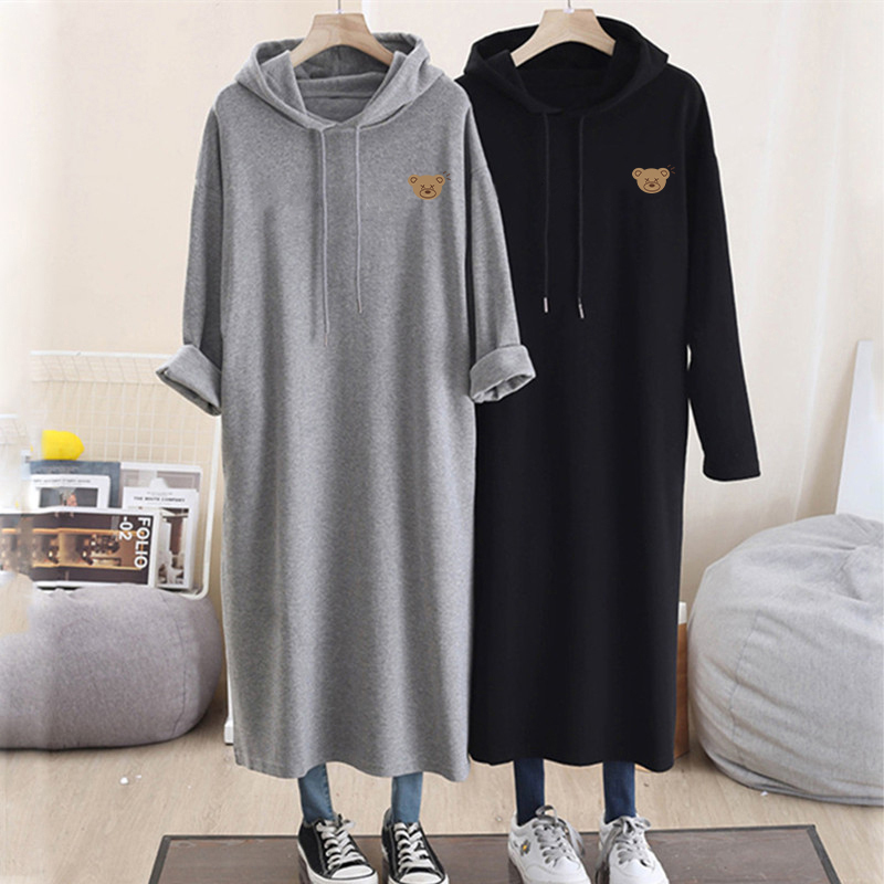 Plus Size Women's Early Autumn Long-Sleeved Thin Dress, Autumn Hooded Sweatshirt Dress, Fat mm Belly-Covering Long Dress, Maternity Wear Plus Size Women's Early Autumn Long-Sleeved Thin Dress, Autumn Hooded Sweatshirt Dress, Fat mm Belly-Covering Long Dress, Maternity Wear