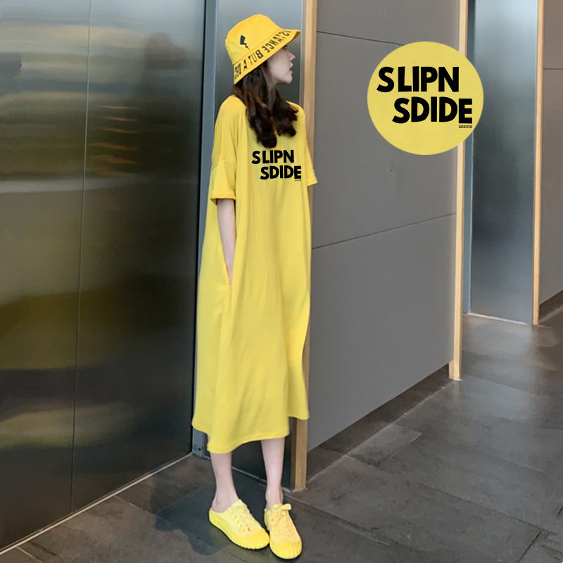 Plus Size Women's Pure Cotton Short-Sleeved T-Shirt Dress Summer Clothes for Fat Women Loose Slimming Top Over-The-Knee Long Skirt Plus Size Women's Pure Cotton Short-Sleeved T-Shirt Dress Summer Clothes for Fat Women Loose Slimming Top Over-The-Knee Long Skirt