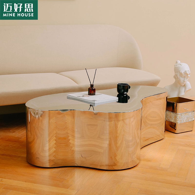 MINEHOUSE) Stainless Steel Profiled Tea Table Postmodern Light Lavish Tea Table Mirror Coffee Table Irregular Advanced Sensation
