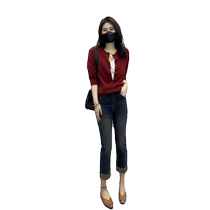 Spring milk and salt style outfit a complete set of Internet celebrity fashionable temperament cardigan sweater and jeans two-piece suit for women