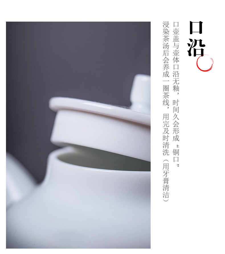 A person with A small white porcelain teapot single pot of jingdezhen ceramic tea set of the filter ball hole single large tea set