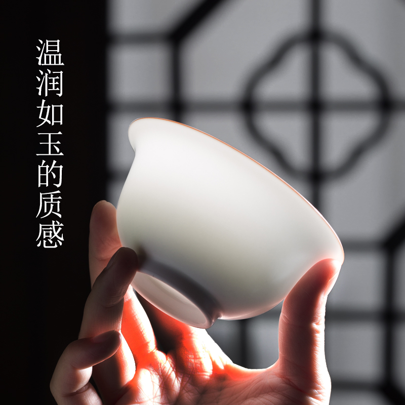 Only two tureen single no hot jingdezhen ceramic cups tea pure manual, no large white porcelain tea bowl