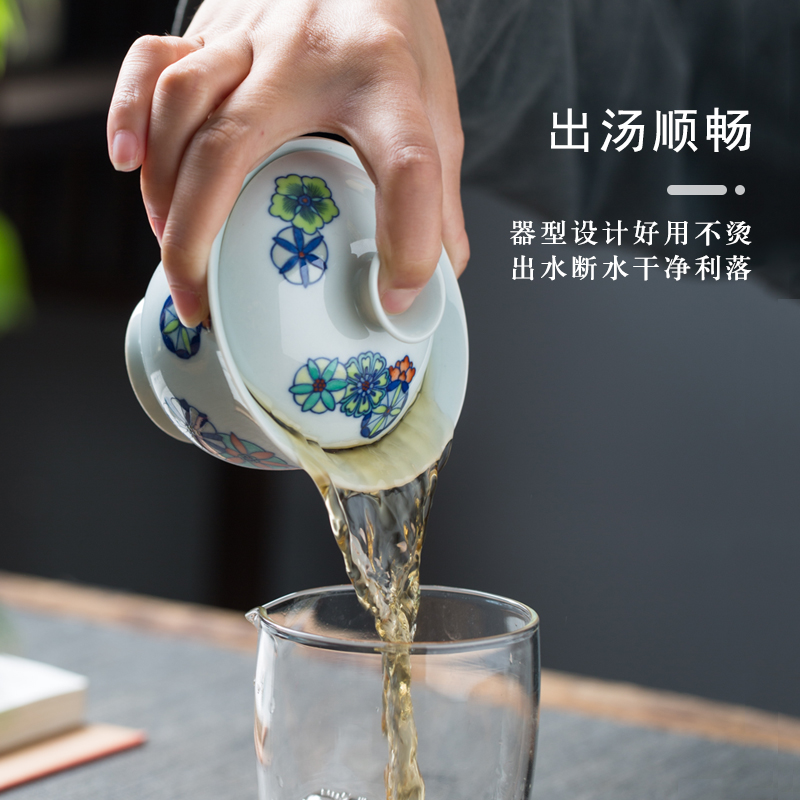 Jingdezhen blue and white color bucket only two tureen tea cups a single pure manual chenghua hand - made large hot tea bowl