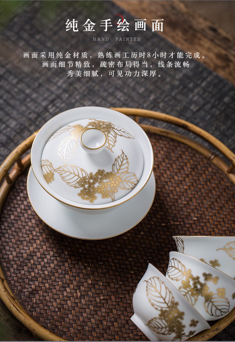 Pure manual paint only three tureen ceramic fair keller of tea cups sea use inferior smooth white porcelain making tea with tea bowl